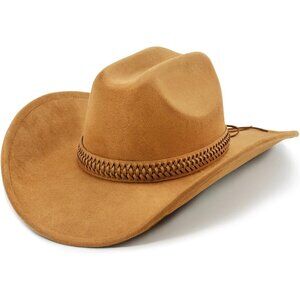 Women Caramel Brown Cowgirl Shape Able Wide Brim Felt Cattleman Western Hats